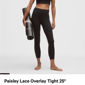 NWOT Lululemon Athletica Black Paisley Lace Leggings